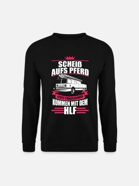 Feuerwehrfrau Prinzessin Feuerwehrauto HLF Geschen - Unisex Pullover - Schwarz