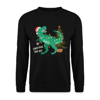 Christmas Tree Rex Weihnachtsbaum T-Rex Design - Unisex Pullover - Schwarz - Vorne - Alina (178cm) & Michal (187cm)