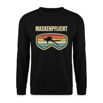 lustige Taucher Tauchen Maskenpflicht Geschenkidee - Unisex Pullover - Schwarz - Vorne - Alina (178cm) & Michal (187cm)