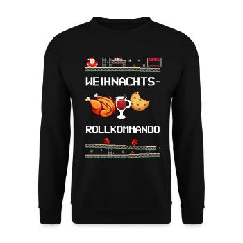 Weihnachten Vielfraß Nimmersatt Naschkatze - Unisex Pullover - Schwarz - Vorne - Alina (178cm) & Michal (187cm)