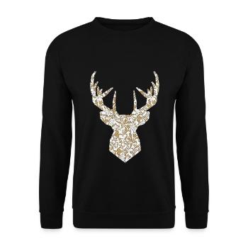 Deer head gold - Unisex Sweatshirt - black - Front - Alina (178cm) & Michal (187cm)