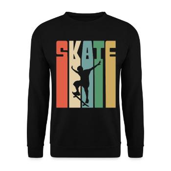 Skate Vintage Lines Skateboarding - Unisex Sweatshirt - black - Front - Alina (178cm) & Michal (187cm)