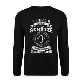 Lustiges Sternzeichen Schütze Sprüche Geschenk - Unisex Pullover - Schwarz - Vorne - Alina (178cm) & Michal (187cm)