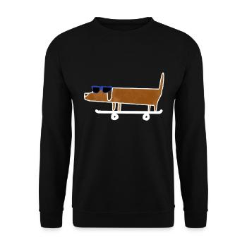 Skateboard drôle de chien de teckel - Sweat-shirt Unisexe - noir - Devant - Alina (178cm) & Michal (187cm)