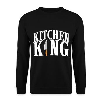 Koch König Chefkoch Gourmet Kochmütze Cuisine - Unisex Pullover - Schwarz - Vorne - Alina (178cm) & Michal (187cm)