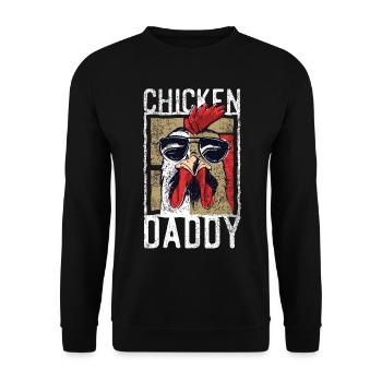Chicken Daddy-lustiges Design für den Hahn im Korb - Unisex Pullover - Schwarz - Vorne - Alina (178cm) & Michal (187cm)