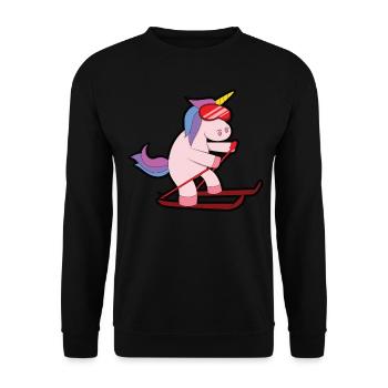 Licorne Ski Mignons animaux - Sweat-shirt Unisexe - noir - Devant - Alina (178cm) & Michal (187cm)