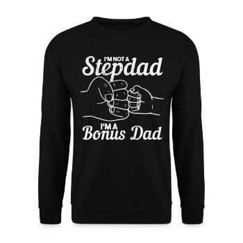 Dad Bonus Dad Father's Day Gift - Unisex Sweatshirt - black - Front - Alina (178cm) & Michal (187cm)