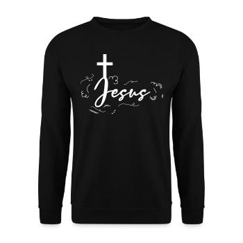 Jesus Yeshua cross - Unisex Sweatshirt - black - Front - Alina (178cm) & Michal (187cm)