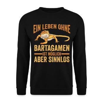 Bartagame Terraristik Echse Eidechse Reptil Gesche - Unisex Pullover - Schwarz - Vorne - Alina (178cm) & Michal (187cm)