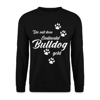 Continental Bulldog Frauchen Hundemama Hunde - Unisex Pullover - Schwarz - Vorne - Alina (178cm) & Michal (187cm)