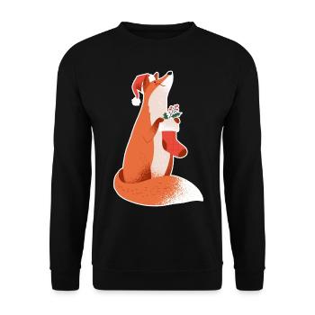 Fox Santa Hat Christmas Fox Ladies - Unisex Sweatshirt - black - Front - Alina (178cm) & Michal (187cm)