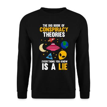 Book Of Conspiracy Theories Alien Bigfoot Flat Ear - Unisex Pullover - Schwarz - Vorne - Alina (178cm) & Michal (187cm)