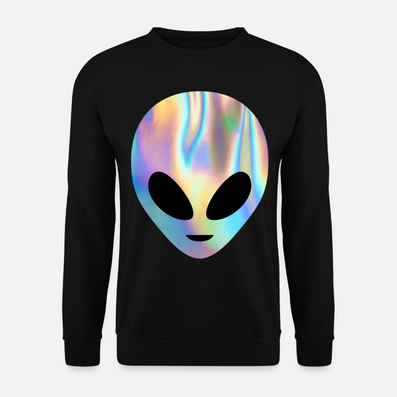 Colorful Alien Head UFO Flying Saucer Believe Rain - Unisex Pullover - Schwarz
