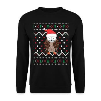 Owl Ugly Christmas - Unisex Sweatshirt - black - Front - Alina (178cm) & Michal (187cm)