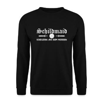 Schildmaid Frauen Geschenkidee - Unisex Pullover - Schwarz - Vorne - Alina (178cm) & Michal (187cm)