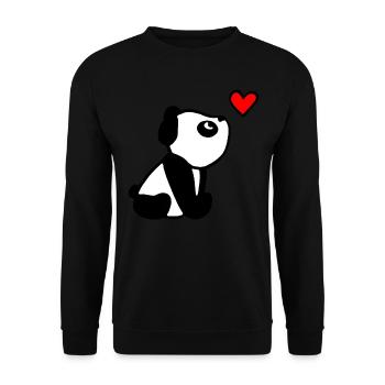 Cute Panda Looking At A Red Heart - Unisex Sweatshirt - black - Front - Alina (178cm) & Michal (187cm)