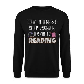 Reading Bookworm Funny Books Pun Book Lover - Unisex Pullover - Schwarz - Vorne - Alina (178cm) & Michal (187cm)