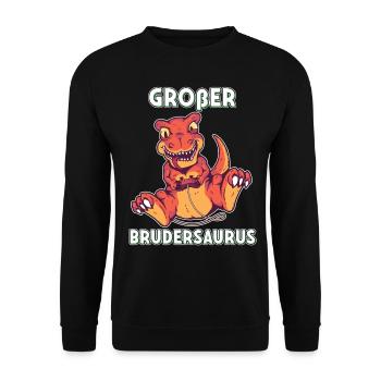 Großer Brudersaurus 2020 Bruder Dino ich werde - Unisex Pullover - Schwarz - Vorne - Alina (178cm) & Michal (187cm)