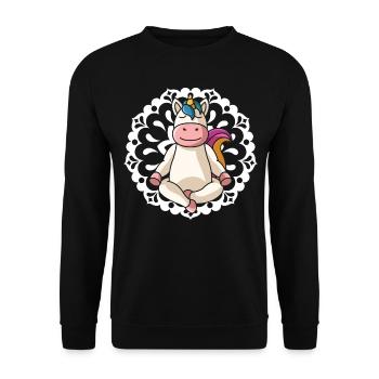 Licorne yoga mandala yoga spirituel dames disant - Sweat-shirt Unisexe - noir - Devant - Alina (178cm) & Michal (187cm)