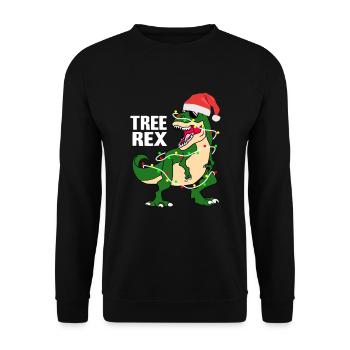 Tree Rex Christmas Xmas Dinosaur Costume - Unisex Sweatshirt - black - Front - Alina (178cm) & Michal (187cm)