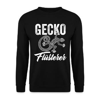 Gecko Flüsterer Echsperte Terrarium Geschenk - Unisex Pullover - Schwarz - Vorne - Alina (178cm) & Michal (187cm)