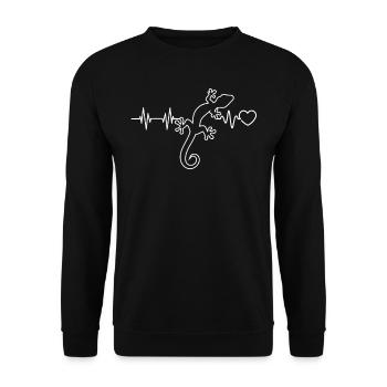 Gecko heartbeat lizard terraristic gift - Unisex Sweatshirt - black - Front - Alina (178cm) & Michal (187cm)