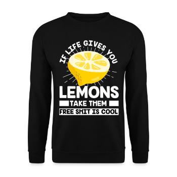 Zitrone Obst Limonade Alkohol Zitronensaft Sauer - Unisex Pullover - Schwarz - Vorne - Alina (178cm) & Michal (187cm)