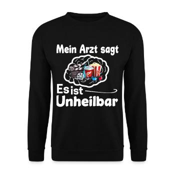 Film Kino Fernsehen Geschenk Filmabend - Unisex Pullover - Schwarz - Vorne - Alina (178cm) & Michal (187cm)