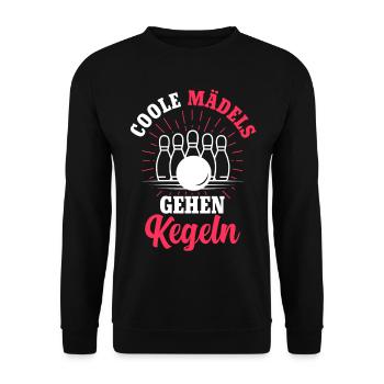 Kegeln Kegelsport Kegelverein Kegelbahn Geschenk - Unisex Pullover - Schwarz - Vorne - Alina (178cm) & Michal (187cm)
