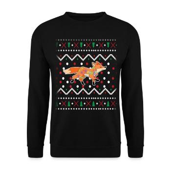 Fuchs weihnachten - Unisex Pullover - Schwarz - Vorne - Alina (178cm) & Michal (187cm)