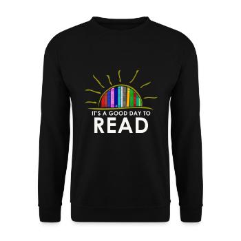 Es ist ein guter Tag zum Lesen - Unisex Pullover - Schwarz - Vorne - Alina (178cm) & Michal (187cm)