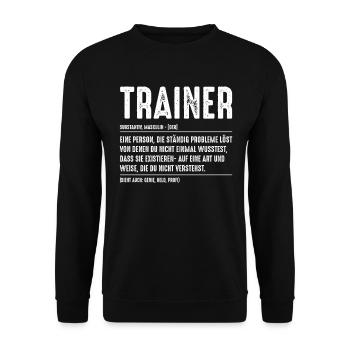 Trainer Sport Verein Mannschaft - Unisex Pullover - Schwarz - Vorne - Alina (178cm) & Michal (187cm)