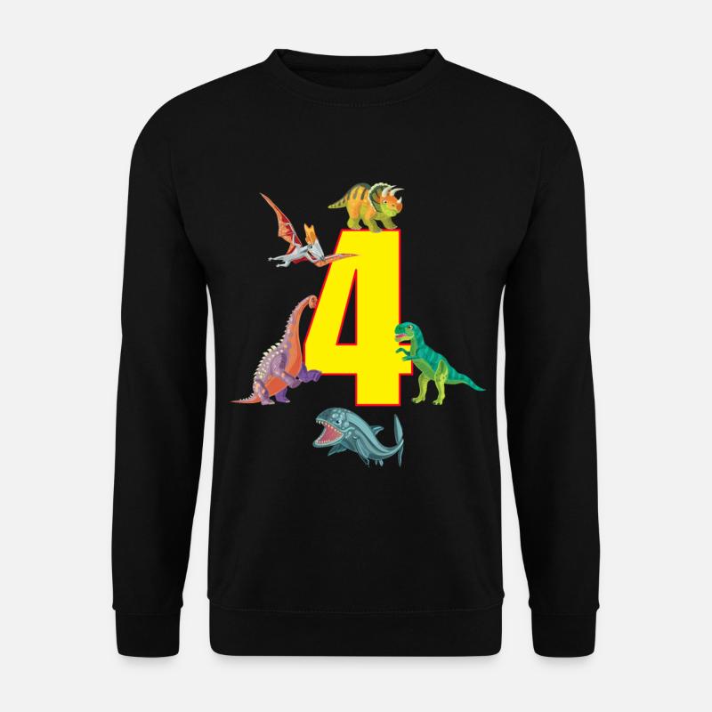 4. Geburtstag 4 Jahre Dino Saurier Dinosaurier - Unisex Pullover - Schwarz