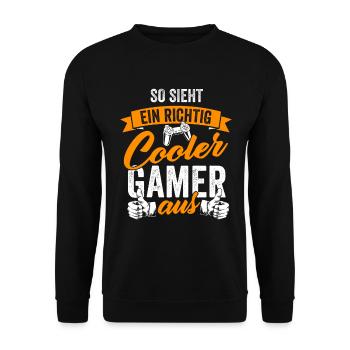 Gamer Zocker Videospiel PC Computerspiel Geschenk - Unisex Pullover - Schwarz - Vorne - Alina (178cm) & Michal (187cm)