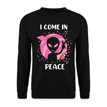 I Come In Peace - Esthétique Tie Dye UFO Alien I Be - Sweat-shirt Unisexe - noir - Devant - Alina (178cm) & Michal (187cm)