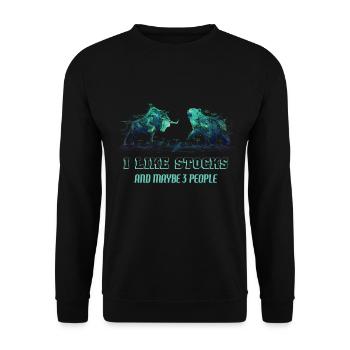 Bulle Bär Börse Aktienmarkt DAX Aktien Trader - Unisex Pullover - Schwarz - Vorne - Alina (178cm) & Michal (187cm)