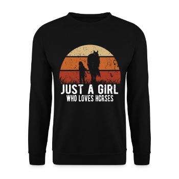 Pferd Design für einen Reiter - Unisex Pullover - Schwarz - Vorne - Alina (178cm) & Michal (187cm)