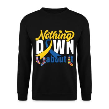 Down Syndrom Socke Geschenk - Unisex Pullover - Schwarz - Vorne - Alina (178cm) & Michal (187cm)