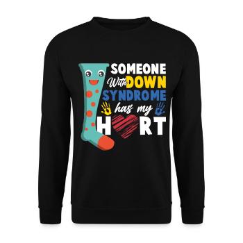 Down Syndrom Socke Herz Liebe Geschenk - Unisex Pullover - Schwarz - Vorne - Alina (178cm) & Michal (187cm)