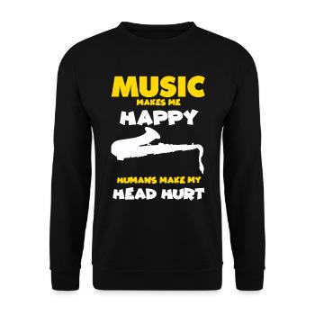 Saxophone Jazz Band Joueur de saxophone Drôle - Sweat-shirt Unisexe - noir - Devant - Alina (178cm) & Michal (187cm)