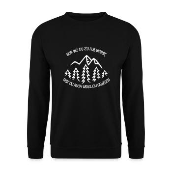 Berg Berge Dialekt Spruch Wandern Outdoor Trekking - Unisex Pullover - Schwarz - Vorne - Alina (178cm) & Michal (187cm)