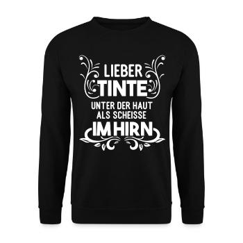 Tattoo Sprüche Tattooliebhaber tätowiert Geschenk - Unisex Pullover - Schwarz - Vorne - Alina (178cm) & Michal (187cm)