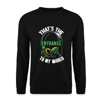 Kophörer als Eingang in die Musik Welt - Unisex Pullover - Schwarz - Vorne - Alina (178cm) & Michal (187cm)