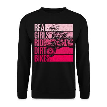 Vintage Real Girls Ride Dirt Bikes - Unisex Sweatshirt - black - Front - Alina (178cm) & Michal (187cm)