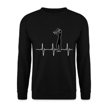 Bester Papa Herzschlag Vatertag Geschenk Sohn - Unisex Pullover - Schwarz - Vorne - Alina (178cm) & Michal (187cm)