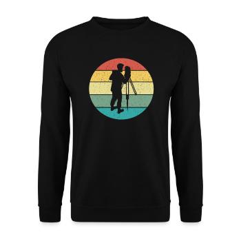 Retro Vintage Gift Land Surveyoer Surveying - Unisex Sweatshirt - black - Front - Alina (178cm) & Michal (187cm)