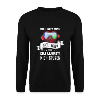Paintball Paintballer Gotcha gift idea - Unisex Sweatshirt - black - Front - Alina (178cm) & Michal (187cm)
