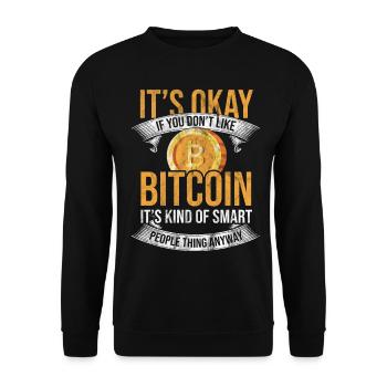 Bitcoin Blockchain Currency Litecoin Crypto Exchange - Unisex Sweatshirt - black - Front - Alina (178cm) & Michal (187cm)