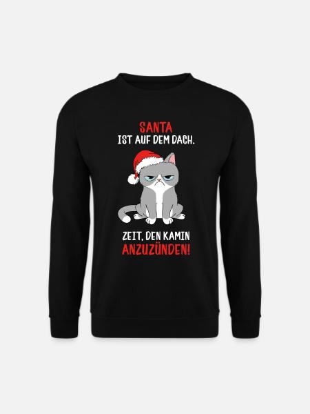 Anti Weihnachten mürrische Weihnachtsmuffel Katze - Unisex Pullover - Schwarz